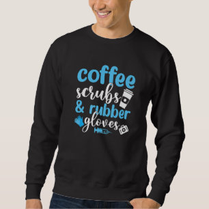 Kaffeekanne und Gummihandschuhe medizinischer Assi Sweatshirt