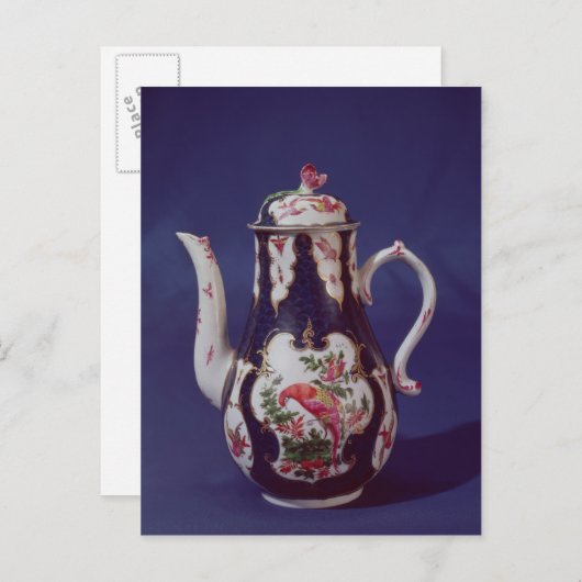 Kaffeekanne Worcester, mit Vögeln dekoriert Postkarte (Vorne/Hinten)