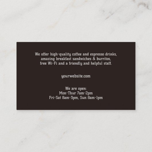 Kaffeekarte Visitenkarte (Rückseite)