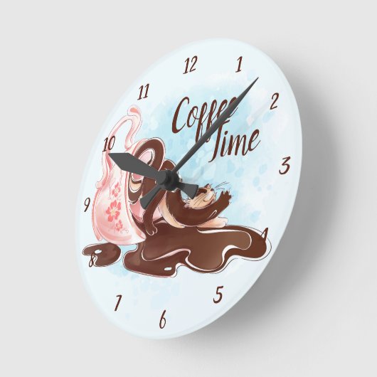 Kaffeekäse Runde Wanduhr (Winkel)