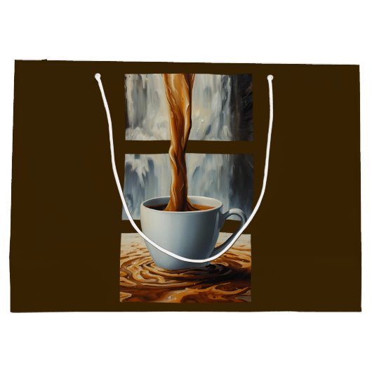 Kaffeekaskade Kunst mit Surreal Wasserfall Flow Große Geschenktüte (Rückseite)