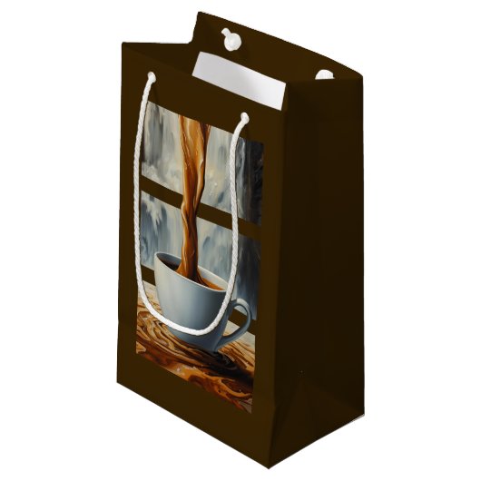 Kaffeekaskade Kunst mit Surreal Wasserfall Flow Kleine Geschenktüte (Vorderseite Schrägansicht)
