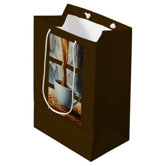 Kaffeekaskade Kunst mit Surreal Wasserfall Flow Mittlere Geschenktüte (Vorderseite Schrägansicht)