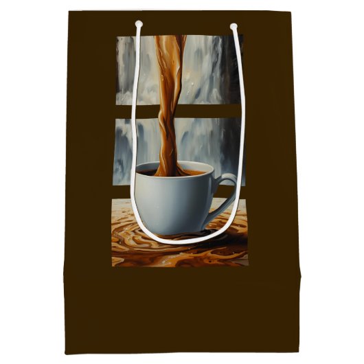 Kaffeekaskade Kunst mit Surreal Wasserfall Flow Mittlere Geschenktüte (Rückseite)