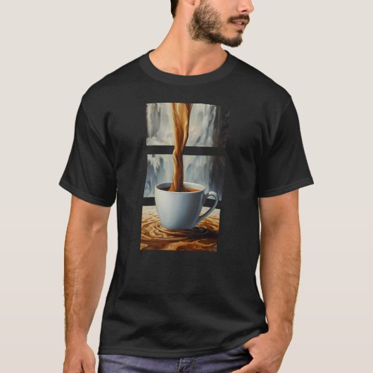 Kaffeekaskade Kunst mit Surreal Wasserfall Flow T-Shirt (Vorderseite)