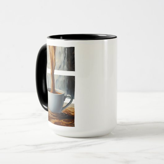 Kaffeekaskade Kunst mit Surreal Wasserfall Flow Tasse (Vorderseite Links)