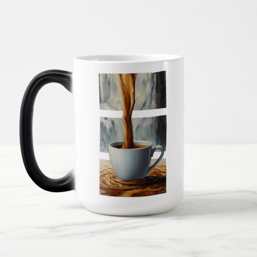 Kaffeekaskade Kunst mit Surreal Wasserfall Flow Verwandlungstasse (Links)