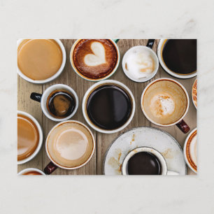 Kaffeekassen aus dem Overhead Foto Postkarte