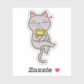 Kaffeekatze Aufkleber (Blatt)
