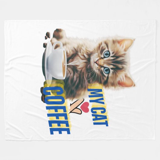 Kaffeekatze Fleece Blanket (Vorderseite (Horizontal))