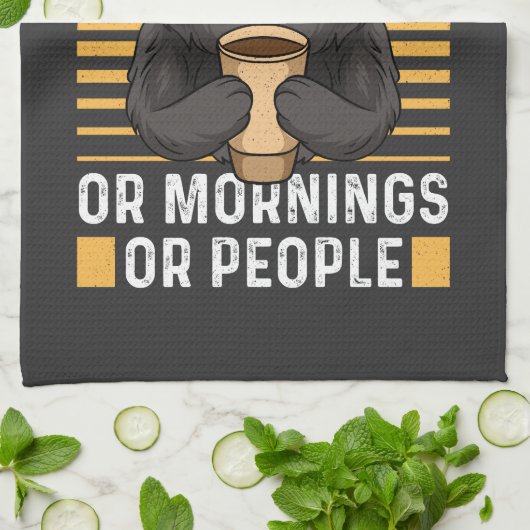 Kaffeekatze - Ich mag die Morgenmenschen nicht Geschirrtuch (Gefaltet)