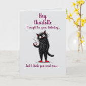 Kaffeekatze zum Geburtstag Karte (Gelbe Blume)