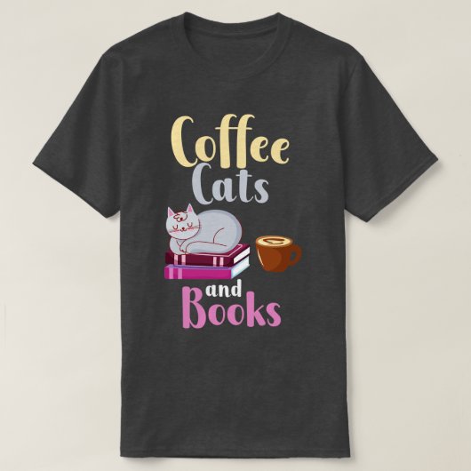 Kaffeekatzen Bücher 1 T-Shirt (Design vorne)