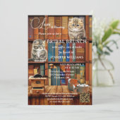 Kaffeekatzen Bücher Bridal Brunch Einladung (Stehend Vorderseite)