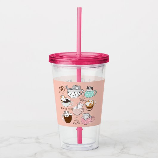 Kaffeekatzen Funny Acryltrinkbecher (Vorderseite)