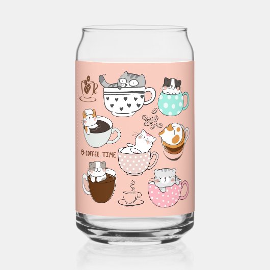 Kaffeekatzen Funny Dosenglas (Vorderseite)