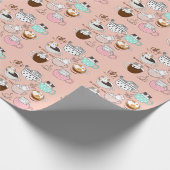 Kaffeekatzen Funny Geschenkpapier (Ecke)