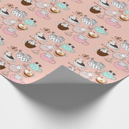 Kaffeekatzen Funny Geschenkpapier (Ecke)