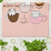 Kaffeekatzen Funny Geschirrtuch (Gefaltet)