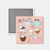 Kaffeekatzen Funny Magnet (Vorderseite/Rückseite)