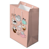 Kaffeekatzen Funny Mittlere Geschenktüte (Rückseite Schrägansicht)