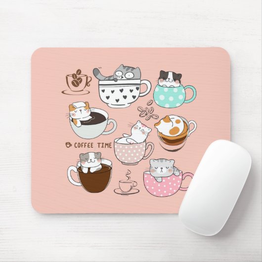 Kaffeekatzen Funny Mousepad (Mit Mouse)