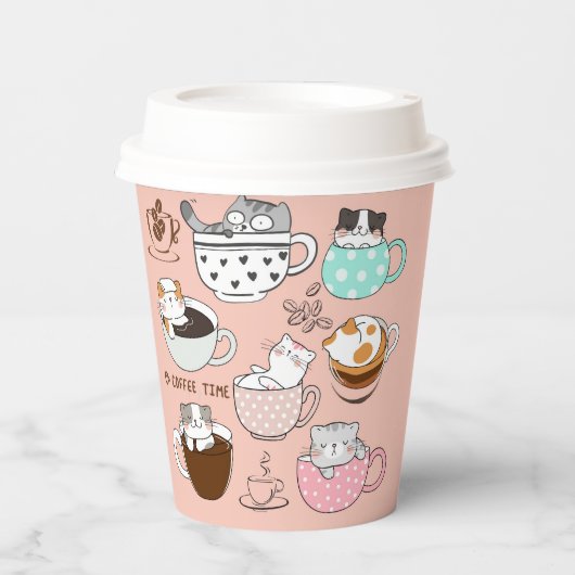 Kaffeekatzen Funny Pappbecher (Vorderseite)