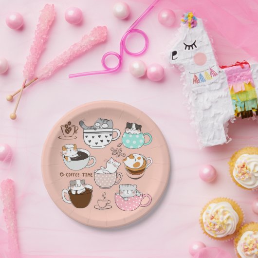 Kaffeekatzen Funny Pappteller (Party)