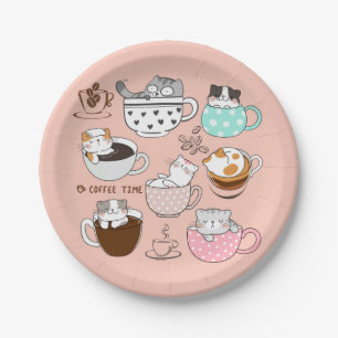 Kaffeekatzen Funny Pappteller