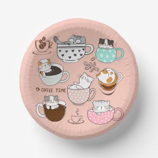 Kaffeekatzen Funny Pappteller (Vorderseite)