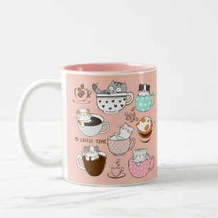Kaffeekatzen Funny Zweifarbige Tasse