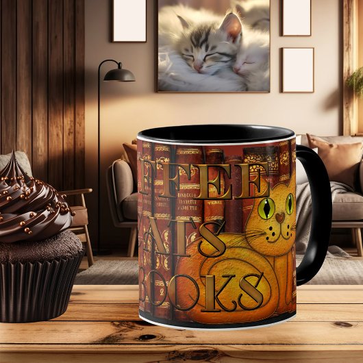Kaffeekatzen und Bücher Künstlerische Katze Lover  Kaffeetasse