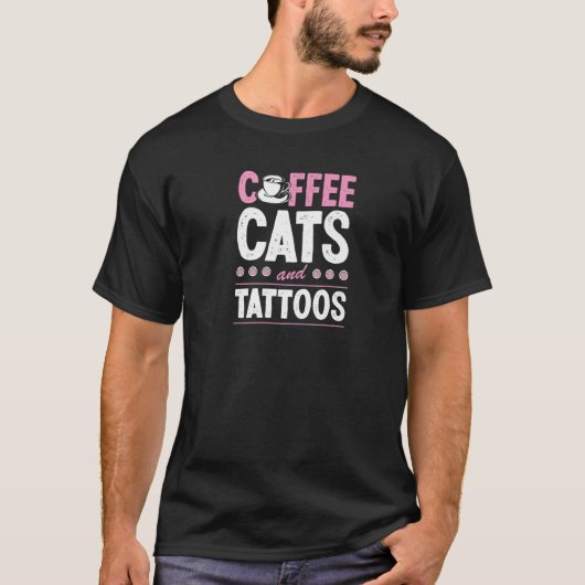 Kaffeekatzen und Tattoos T-Shirt (Vorderseite)