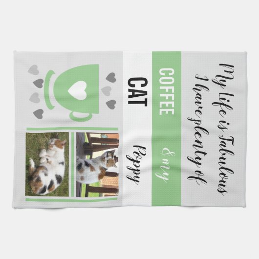 Kaffeekatzenleben ist fabelhafte Fotos graugrün Geschirrtuch (Horizontal)