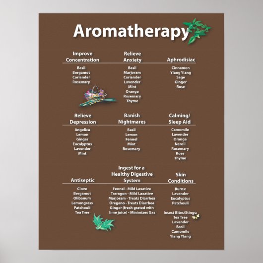 Kaffeekfarbene Aromatherapie Chart Poster (Vorne)
