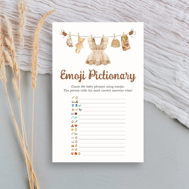 Kaffeekochen Baby Shower Emoji Pictionary Spiel (Coffee Little Bean Clothesline Baby Shower Emoji Pictionary Game)