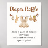 Kaffeekochen Baby Shower Windel-Raffle-Schild Poster (Vorne)