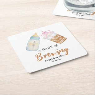 Kaffeekochen Flasche Baby Shower Quadratisches Pap Rechteckiger Pappuntersetzer