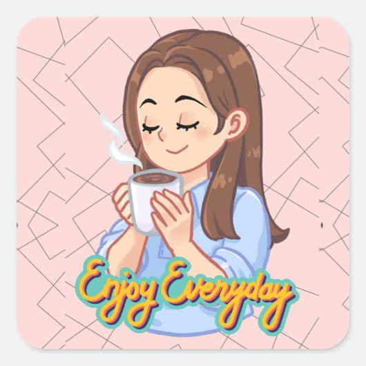 Kaffeekochen Quadratischer Aufkleber (Vorderseite)