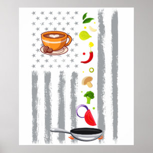 Kaffeekochen - Vintage USA Amerikanische Flagge fü Poster