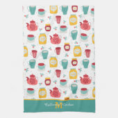 Kaffeekocher, Marmelade, Honey-Muster-Monogramm Geschirrtuch (Vertikal)