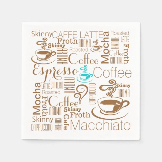 Kaffeekollage blau braun serviette (Vorderseite)