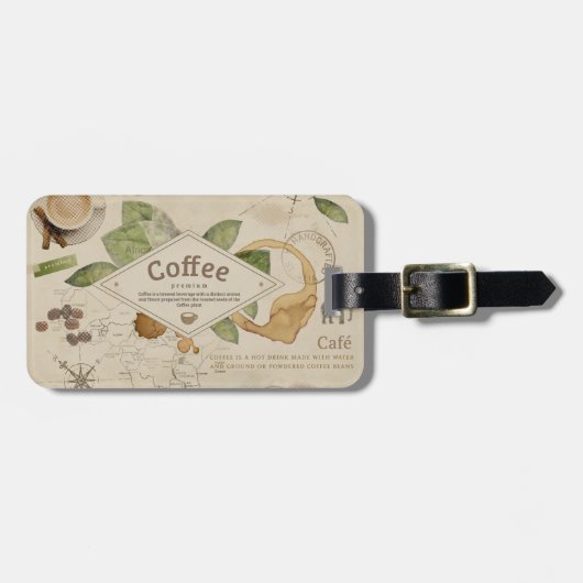 Kaffeekollage Gepäckanhänger (Vorderseite horizontal)
