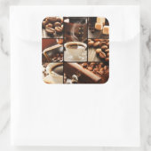 Kaffeekollage Quadratischer Aufkleber (Tasche)