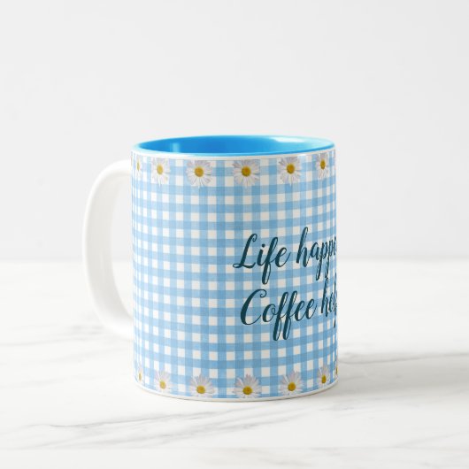 Kaffeekonzept für Gingham Zweifarbige Tasse (Vorderseite Links)