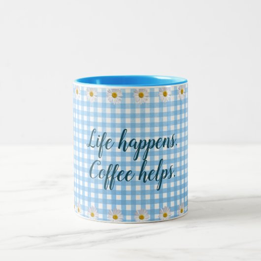 Kaffeekonzept für Gingham Zweifarbige Tasse (Mittel)