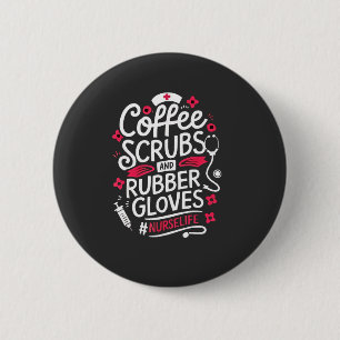 Kaffeekruben und Gummihandschuhe Krankenpflege Button