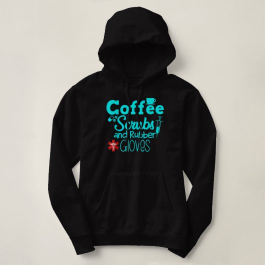 Kaffeekruben und Gummihandschuhe Krankenpflege Des Hoodie (Design vorne)