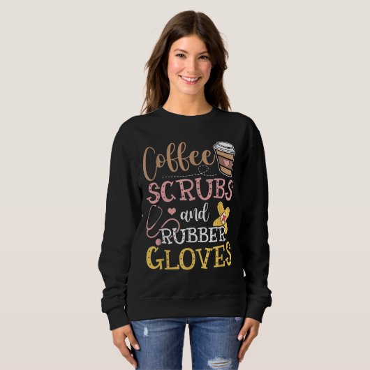 Kaffeekruben und Gummihandschuhe Sweatshirt (Vorne ganz)