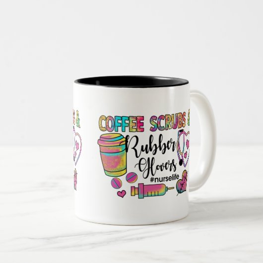 Kaffeekruben und Gummihandschuhe Zweifarbige Tasse (VorderseiteRechts)